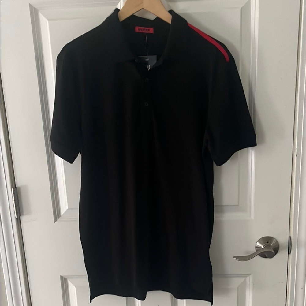The Marathon Clothing Black Polo with Red Stripe